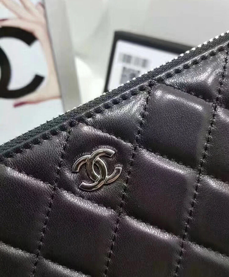 Chanel Matrasse Around Zipper Long Wallet Black