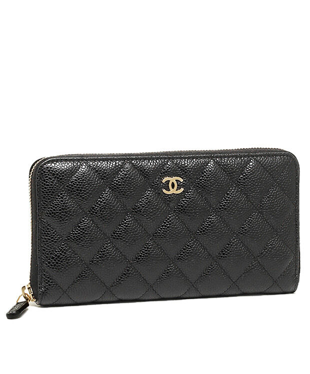 Chanel Matrasse Around Zipper Long Wallet Black