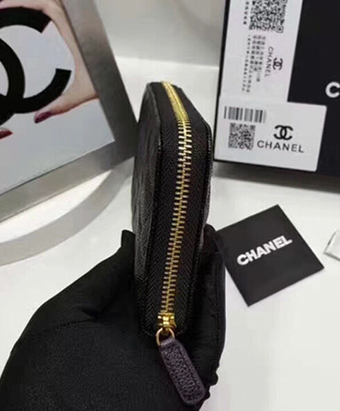 Chanel Matrasse Around Zipper Long Wallet Black