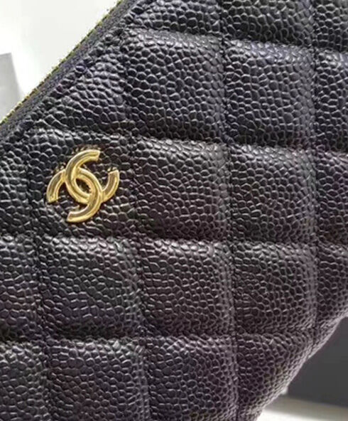 Chanel Matrasse Around Zipper Long Wallet Black