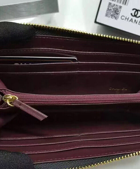 Chanel Matrasse Around Zipper Long Wallet Black