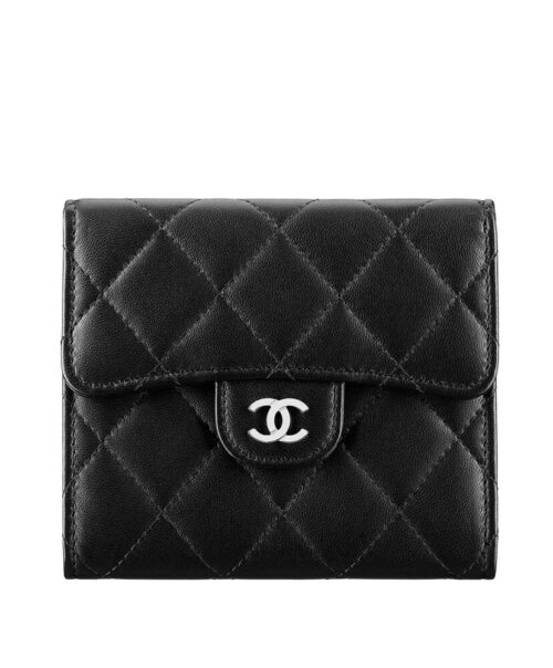 Chanel Lambskin Compact Flap Wallet Black