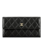 Chanel Rectangle Quilted Wallet in Lambskin Black