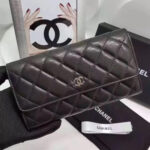 Chanel Rectangle Quilted Wallet in Lambskin Black