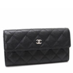 Chanel Quilted Flap Wallet in Caviar Black