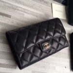 Chanel Lambskin Quilted Large Flap Wallet Black