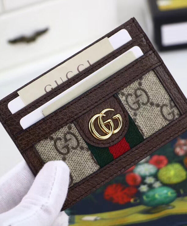 Gucci Ophidia GG card case 523159 Dark Coffee