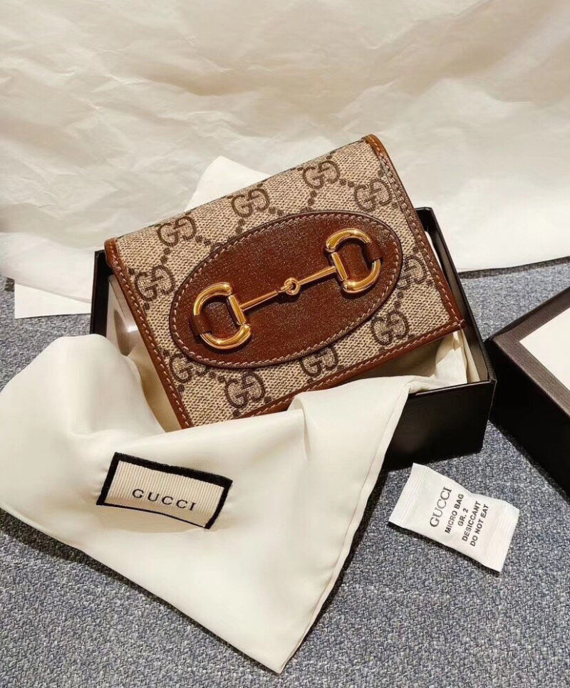 Gucci 1955 Horsebit Card Case Wallet 621887 Coffee