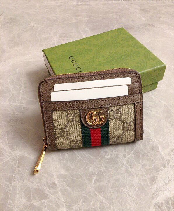 Gucci Ophidia GG Card Case Wallet 658552 Dark Coffee
