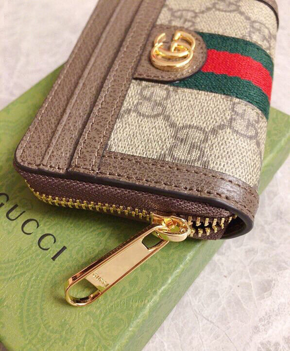 Gucci Ophidia GG Card Case Wallet 658552 Dark Coffee