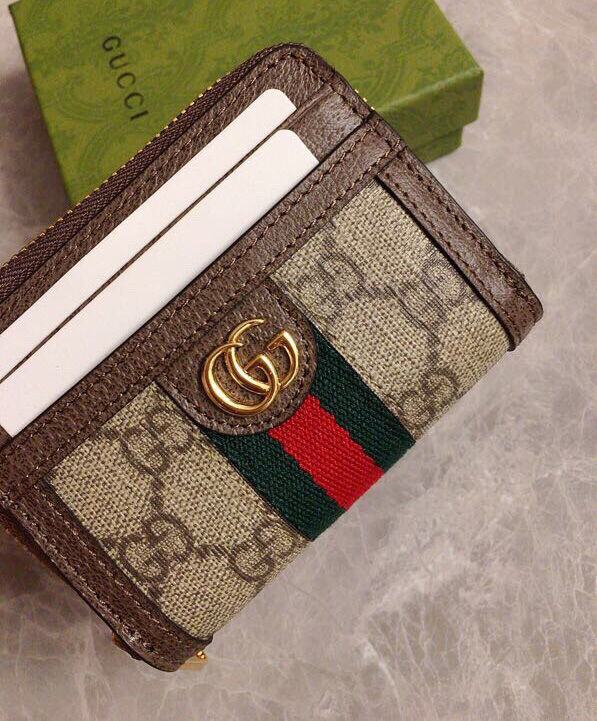 Gucci Ophidia GG Card Case Wallet 658552 Dark Coffee