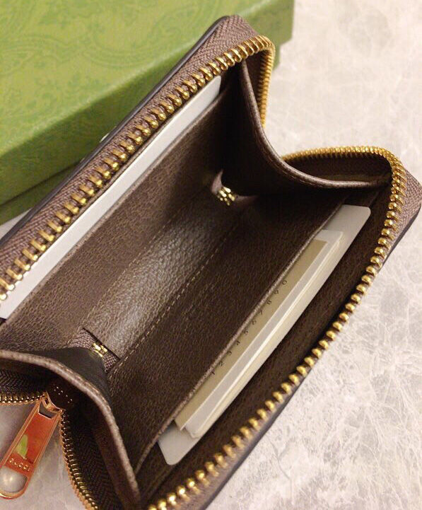Gucci Ophidia GG Card Case Wallet 658552 Dark Coffee