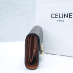 Celine Celine Triomphe Small Flapped Wallet With Logo Print 10D782 Coffee