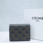 Celine Celine Triomphe Small Flapped Wallet With Logo Print 10D782 Coffee