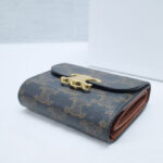 Celine Celine Triomphe Small Flapped Wallet With Logo Print 10D782 Coffee