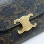Celine Celine Triomphe Small Flapped Wallet With Logo Print 10D782 Coffee