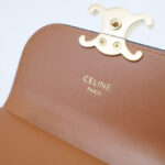 Celine Celine Triomphe Small Flapped Wallet With Logo Print 10D782 Coffee