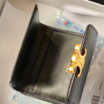 Celine Compact Wallet Triomphe In Shiny Calfskin 10I653 Black