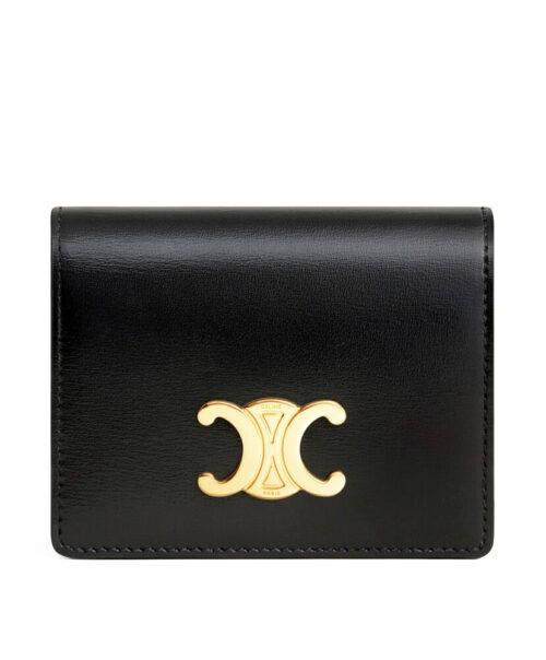 Celine Triomphe Shiny Calfskin Business Card Holder 10M123 Black