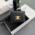 Celine Triomphe Shiny Calfskin Business Card Holder 10M123 Black