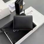 Celine Triomphe Shiny Calfskin Business Card Holder 10M123 Black