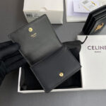 Celine Triomphe Shiny Calfskin Business Card Holder 10M123 Black