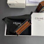 Celine Triomphe Business Card Holder In Triomphe Canvas And Lambskin 10M122 Coffee