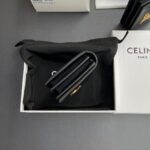Celine Triomphe Business Card Holder In Triomphe Canvas And Lambskin 10M122 Coffee