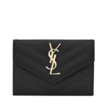 Saint Laurent Monogram Small Envelope Wallet In Grain De Poudre Embossed Leather Black