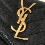 Saint Laurent Monogram Small Envelope Wallet In Grain De Poudre Embossed Leather Black