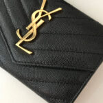 Saint Laurent Monogram Small Envelope Wallet In Grain De Poudre Embossed Leather Black