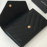 Saint Laurent Monogram Small Envelope Wallet In Grain De Poudre Embossed Leather Black