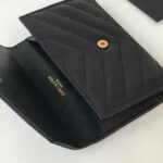 Saint Laurent Monogram Small Envelope Wallet In Grain De Poudre Embossed Leather Black