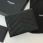 Saint Laurent Monogram Compact Tri Fold In Grain De Poudre Embossed Leather Black