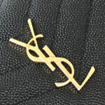 Saint Laurent Monogram Compact Tri Fold In Grain De Poudre Embossed Leather Black