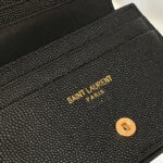 Saint Laurent Monogram Compact Tri Fold In Grain De Poudre Embossed Leather Black