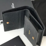 Saint Laurent Monogram Compact Tri Fold In Grain De Poudre Embossed Leather Black