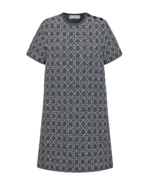 Christian Dior Women's Short Macrocannage Dress Gray