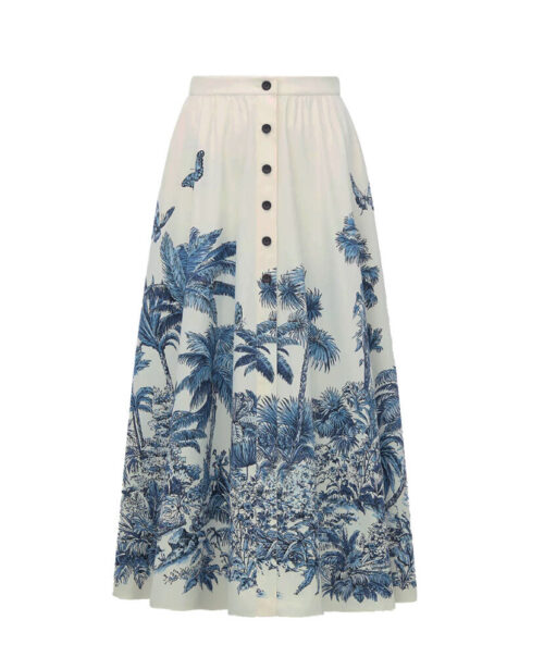 Christian Dior Women's Dioriviera Midi Flared Skirt Cream