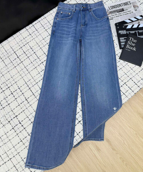Christian Dior Women's Washed Straight Jeans Blue
