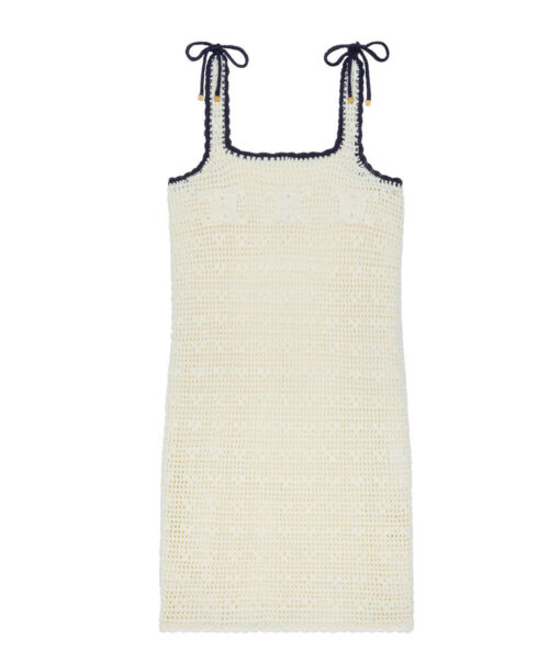 Celine Women's Triomphe Crochet Cotton Mini Skirt Cream