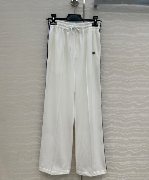 Celine Women's Double-faced Jersey Track Pants White