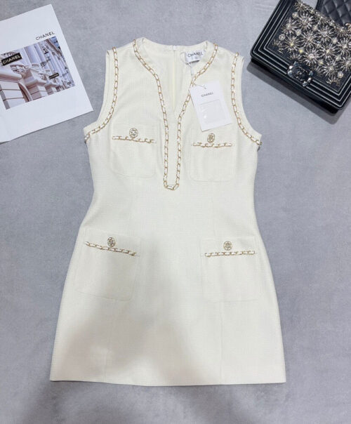 Chanel Women's A-line Vest Dress Cream