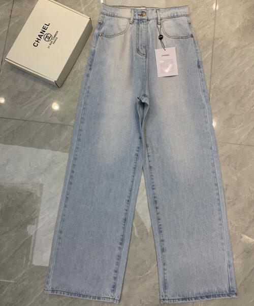 Chanel Women's Wide-leg Jeans Blue