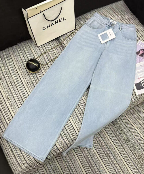 Chanel Women's Straight Jeans Blue