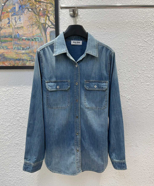 Miumiu Women's Double Pocket Denim Jacket Blue