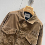 Miumiu Women's Washed Flocked Chambray Blouson Jacket Coffee