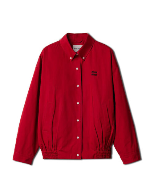 Miumiu Women's Heavy Poplin Blouson Jacket Red