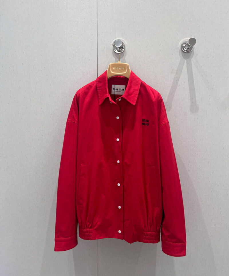 Miumiu Women's Heavy Poplin Blouson Jacket Red