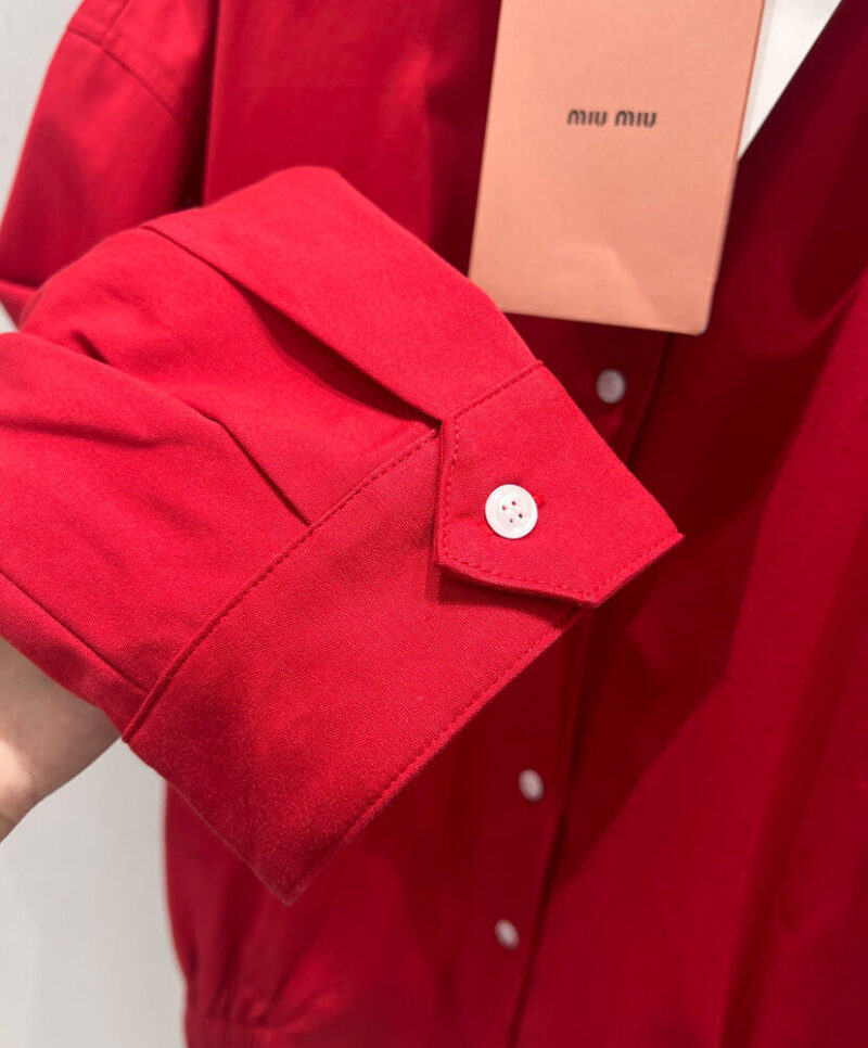 Miumiu Women's Heavy Poplin Blouson Jacket Red